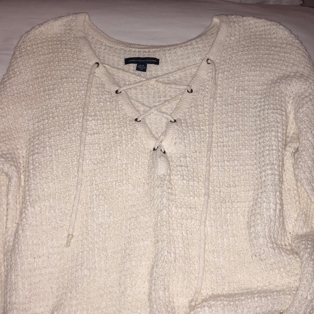 Lace up sweater